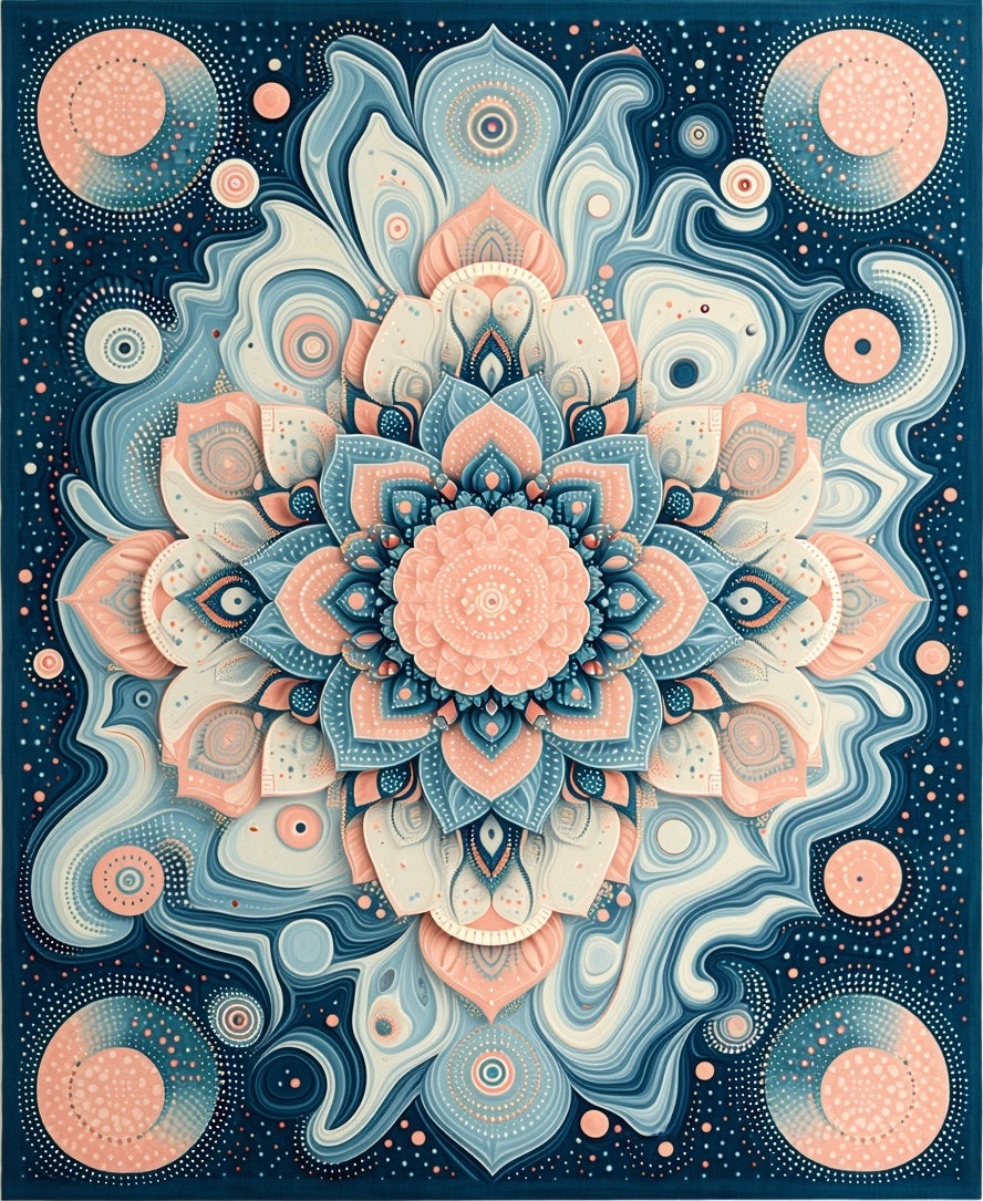 Intricate Mandala Floral Swirls Design Rug