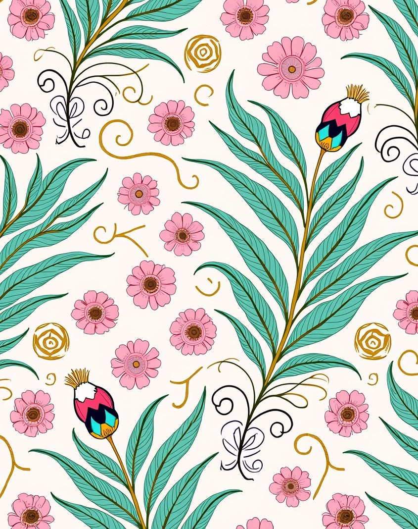 Ornate Floral Vine Pattern Rug