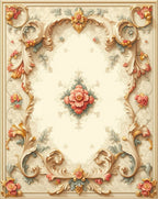 Cream Floral Scrolls Accents Rug