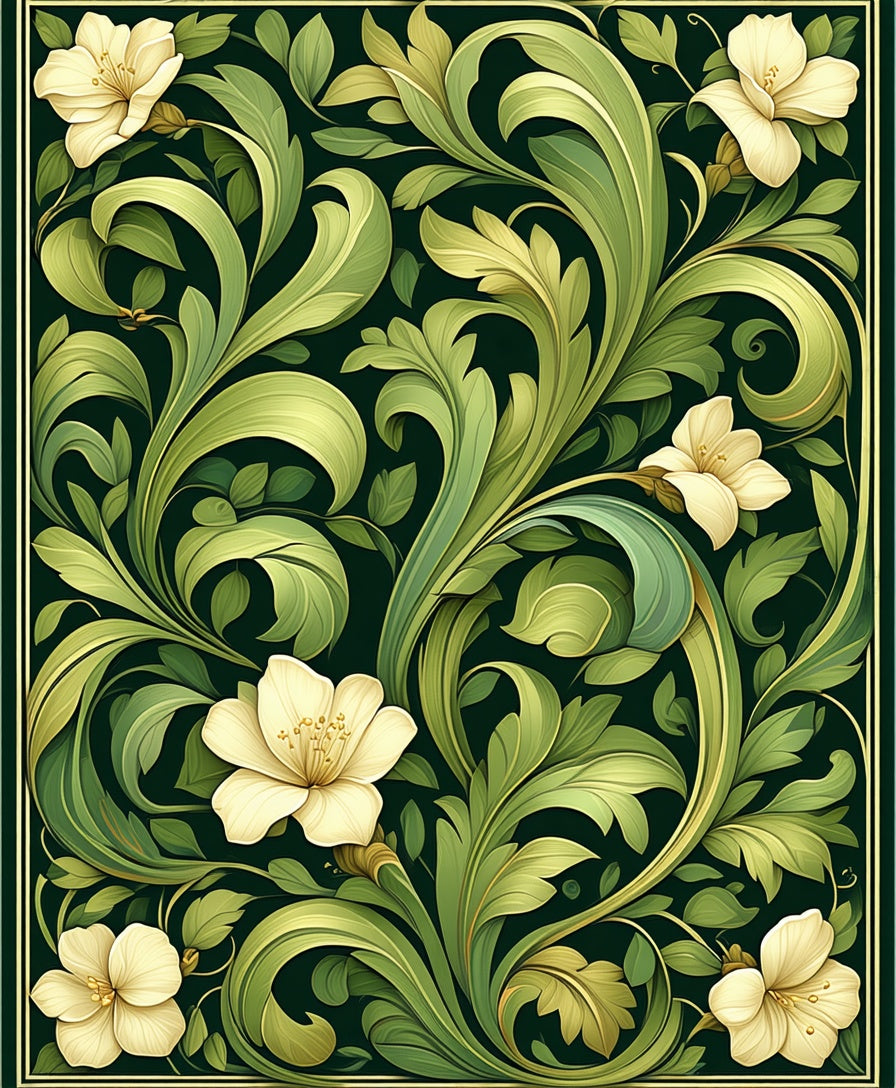 Art Nouveau Floral Botanical Design Rug