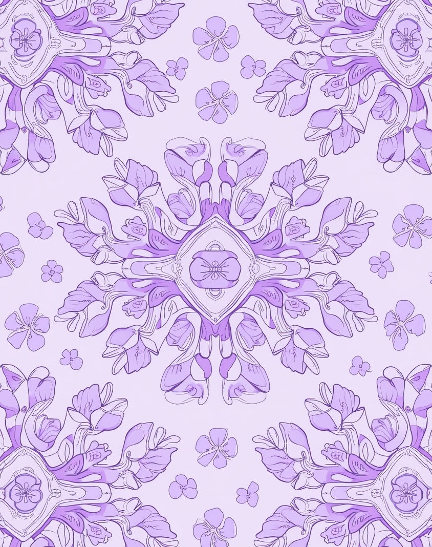 Mandalas Lilac Floral Symmetry Rug