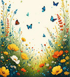 Whimsical Meadow Butterflies Flowers Rug