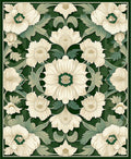 Cream Floral Patterned Art Nouveau Rug