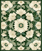 Cream Floral Patterned Art Nouveau Rug