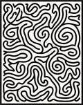 Abstract Black Swirls Maze Rug