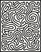 Abstract Black Swirls Maze Rug