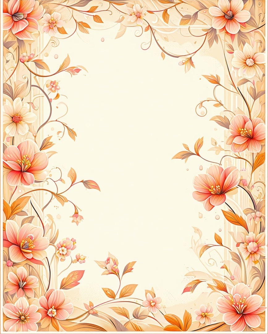 Coral Floral Vine Pattern Rug