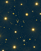 Golden Starburst Celestial Night Rug