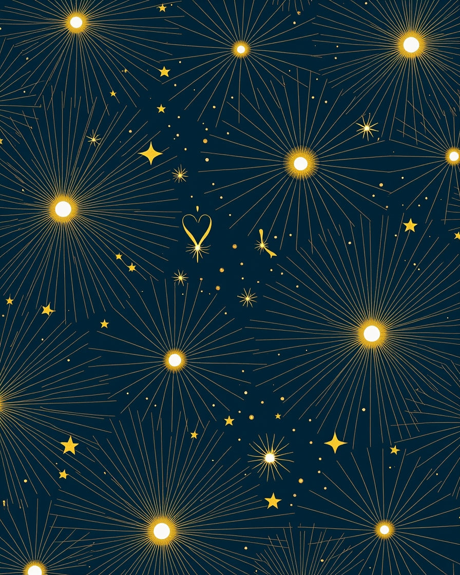 Golden Starburst Celestial Night Rug