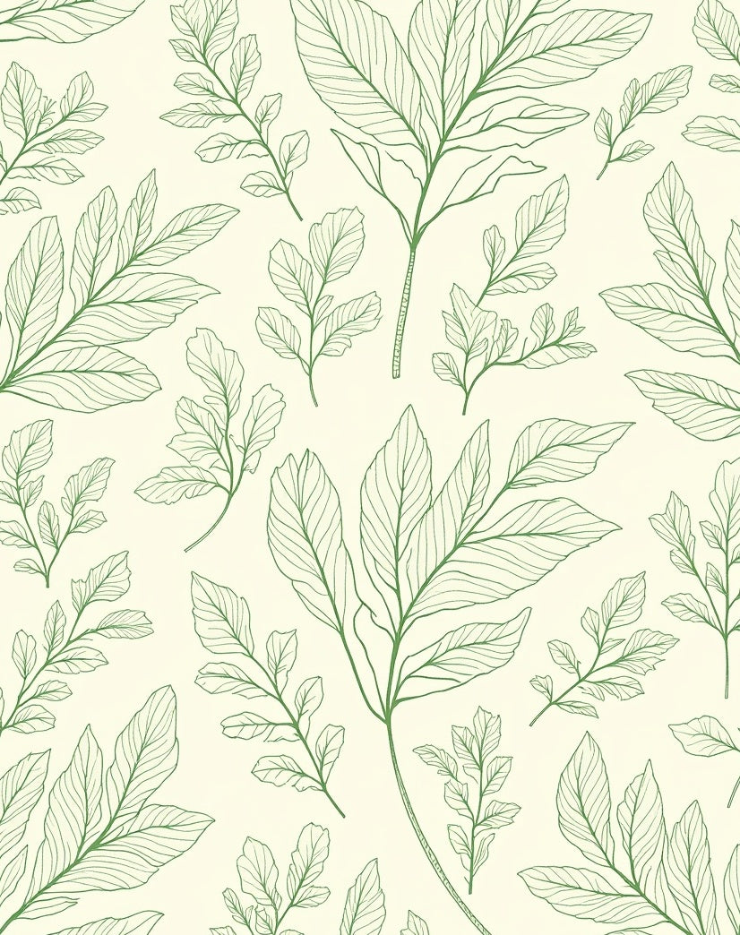 Green Leafy Branch Pattern Rug