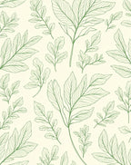 Green Leafy Branch Pattern Rug