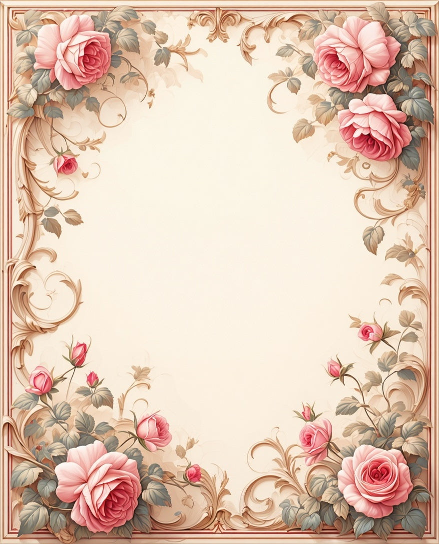 Classic Rose Floral Pattern Rug