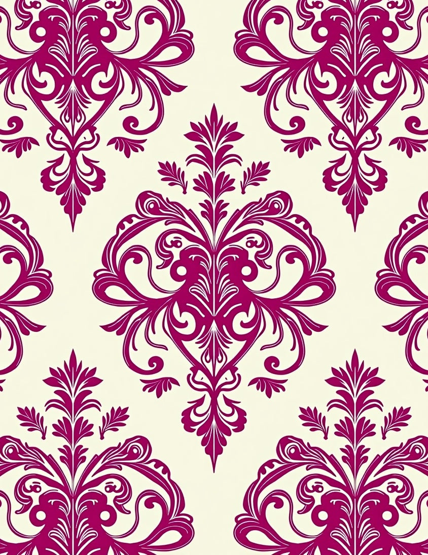 Ornate Damask Floral Design Rug