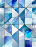 Abstract Geometric Blue Ice Pattern Rug