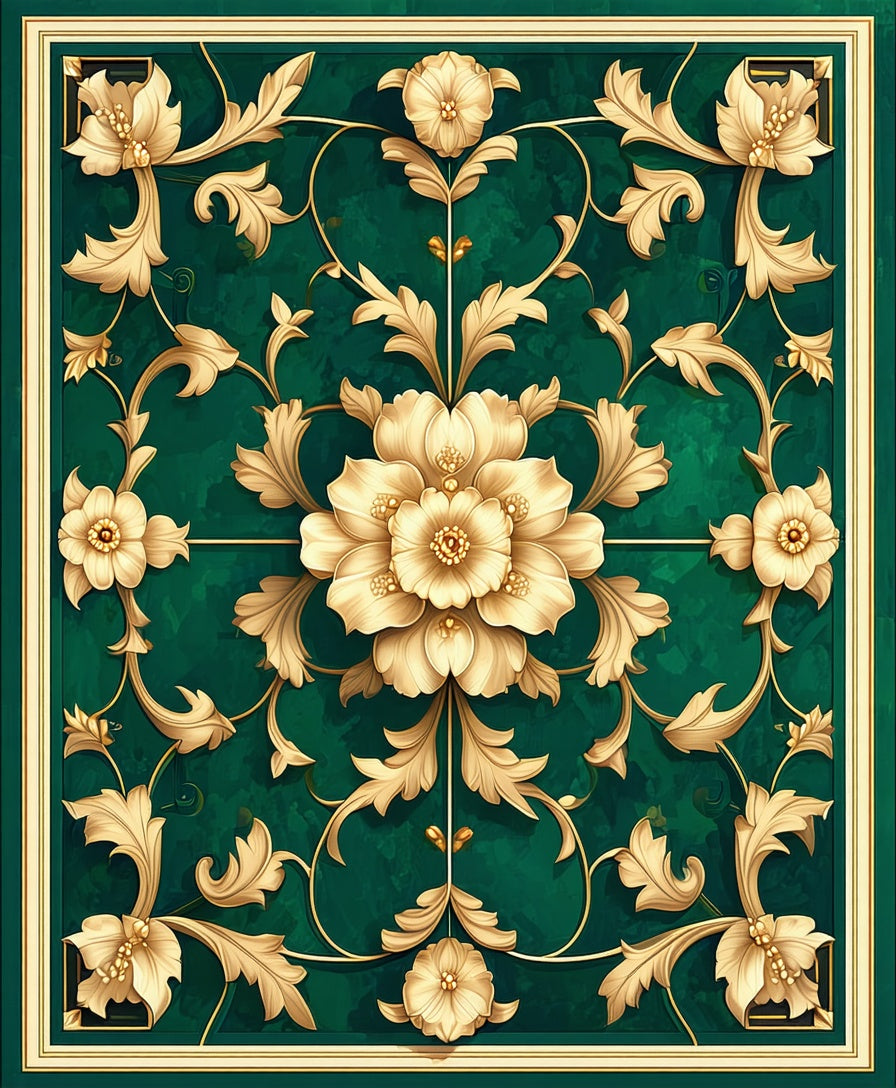 Ornate Floral Vine Design Rug