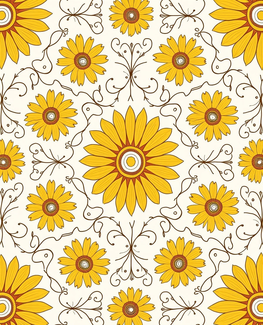 Yellow Daisy Floral Pattern Rug