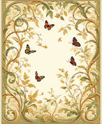 Art Nouveau Butterfly Floral Vines Pattern Rug