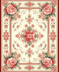 Elegant Pink Floral Frame Design Rug