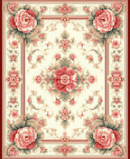 Elegant Pink Floral Frame Design Rug