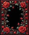 Vintage Red Roses With Thorns Pattern Rug