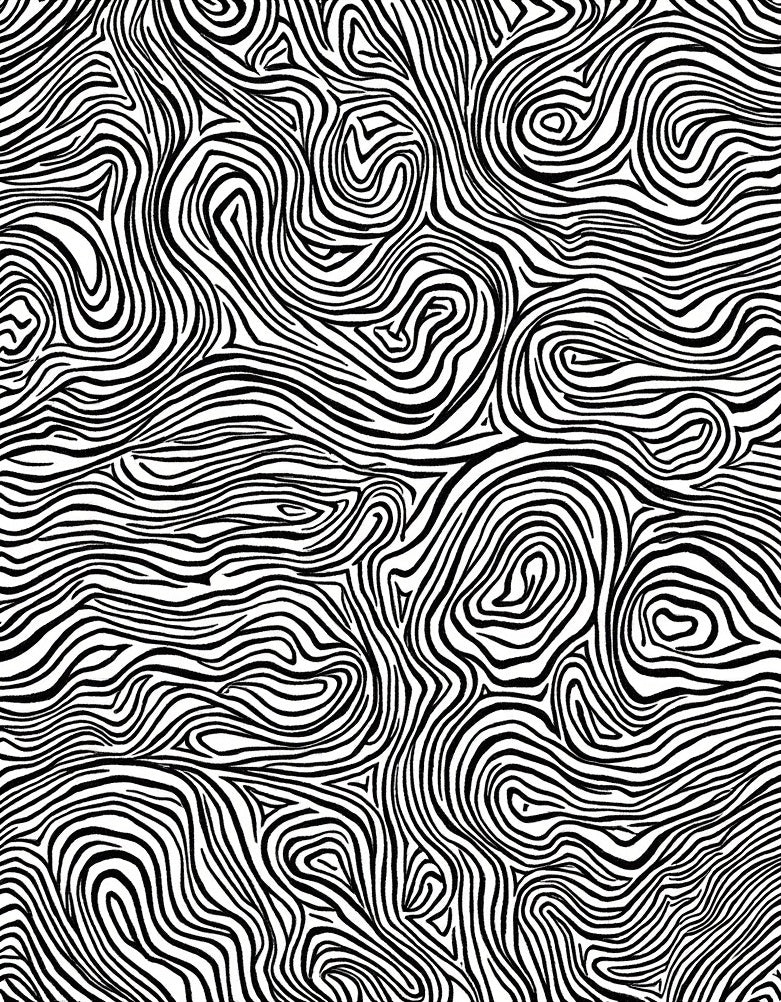 Abstract Black White Swirl Pattern Rug