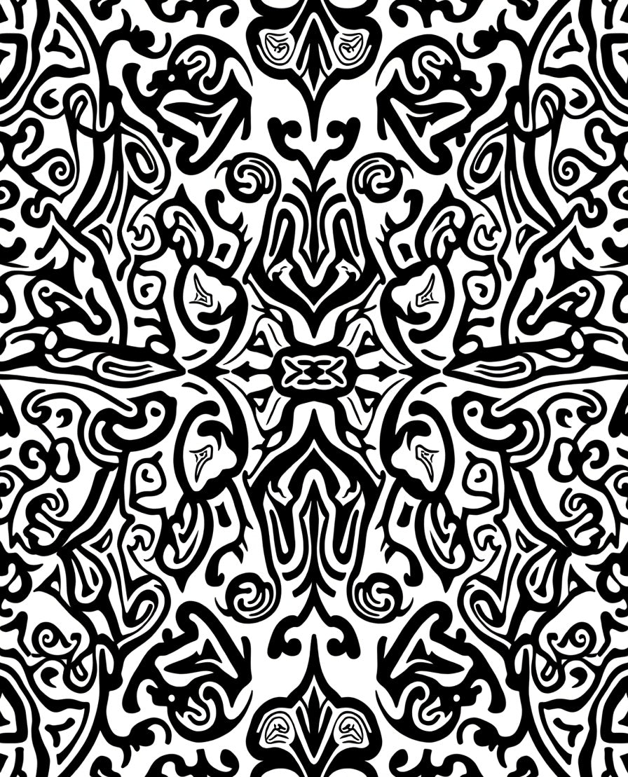 Bold Black Abstract Swirls Rug