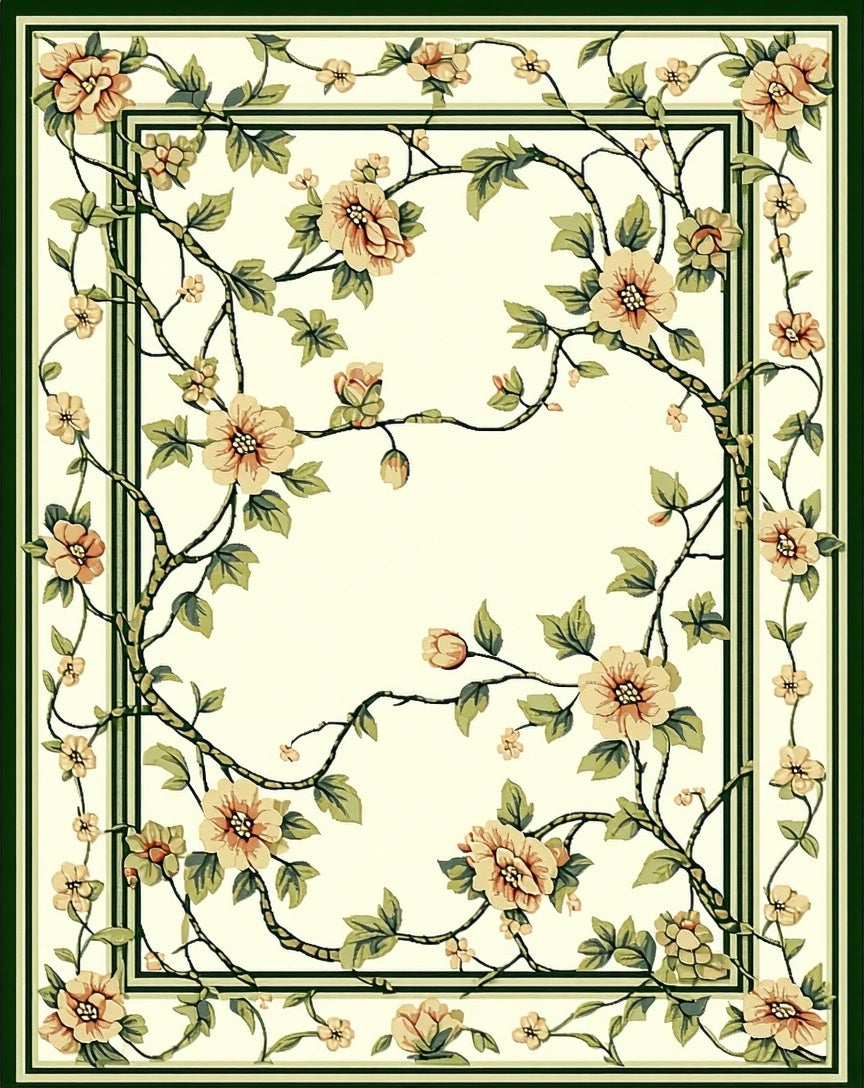 Classic Floral Vine Intricate Pattern Rug
