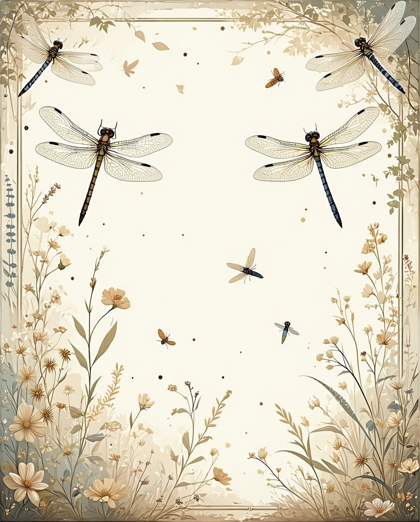Dragonfly Floral Nature Inspired Artwork Rug
