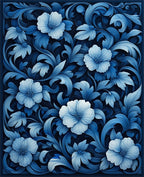 Rich Blue Floral Arrangement Pattern Rug