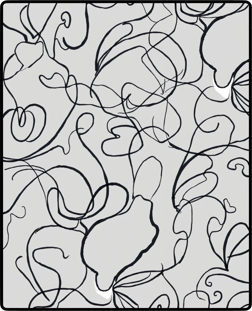 Abstract Black Line Art Design Rug