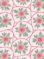 Pink Rose Floral Pattern Rug