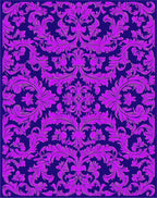 Elegant Violet Floral Damask Pattern Rug