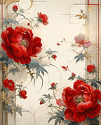 Red Peony Floral Artistry Rug