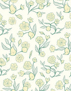 Delicate YellowFloral Botanical Design Rug