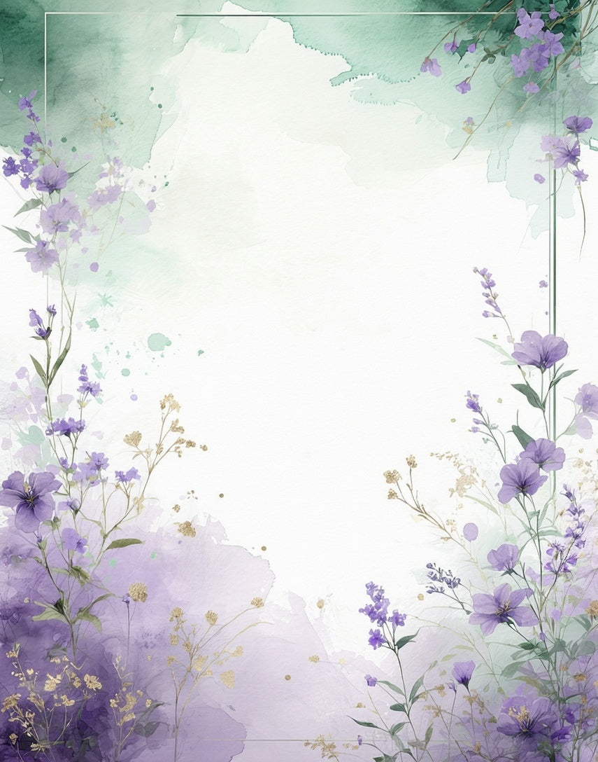 Lavender Meadow Watercolor Floral Rug