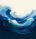 Abstract Blue Wave Design Rug