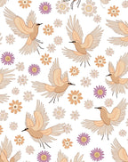 Flying Birds and Floral Meadow Rug