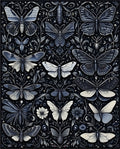 Midnight Butterfly Moth Pattern Rug