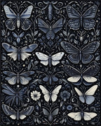 Midnight Butterfly Moth Pattern Rug