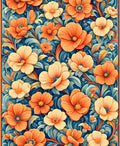 Vibrant Orange Peach Floral Pattern Rug