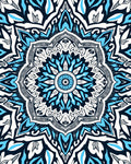 Intricate Blue White Floral Mandala Rug