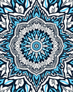 Intricate Blue White Floral Mandala Rug