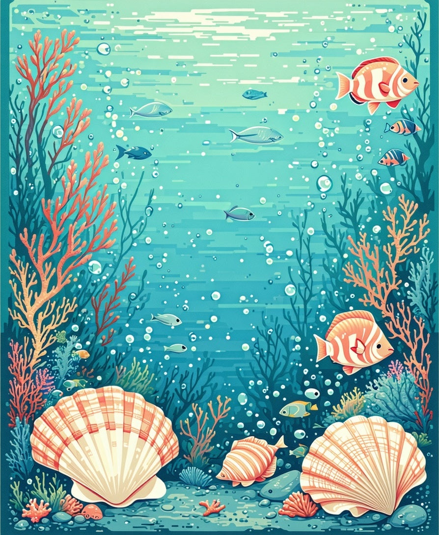 Oceanic Sea Life Coral Fish Design Rug