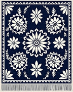 Navy Cream Floral Medallion Scatter Rug