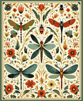 Insects Floral Motif Pattern Rug