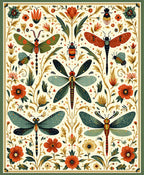 Insects Floral Motif Pattern Rug