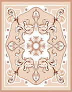Symmetrical Earth Tones Floral Inlay Rug