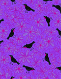 Whimsical Black Birds Floral Pattern Rug