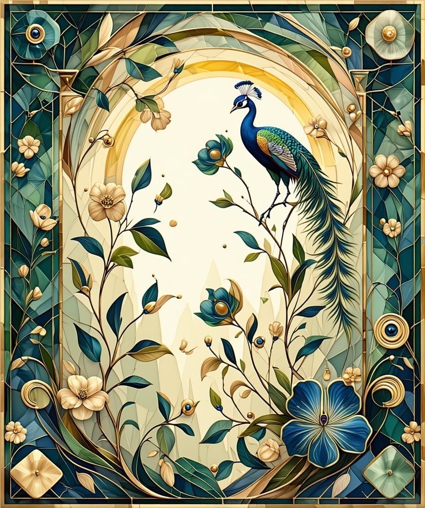 Peacock Floral Art Nouveau Rug