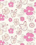 Pink Cream Floral Sketch Design Rug